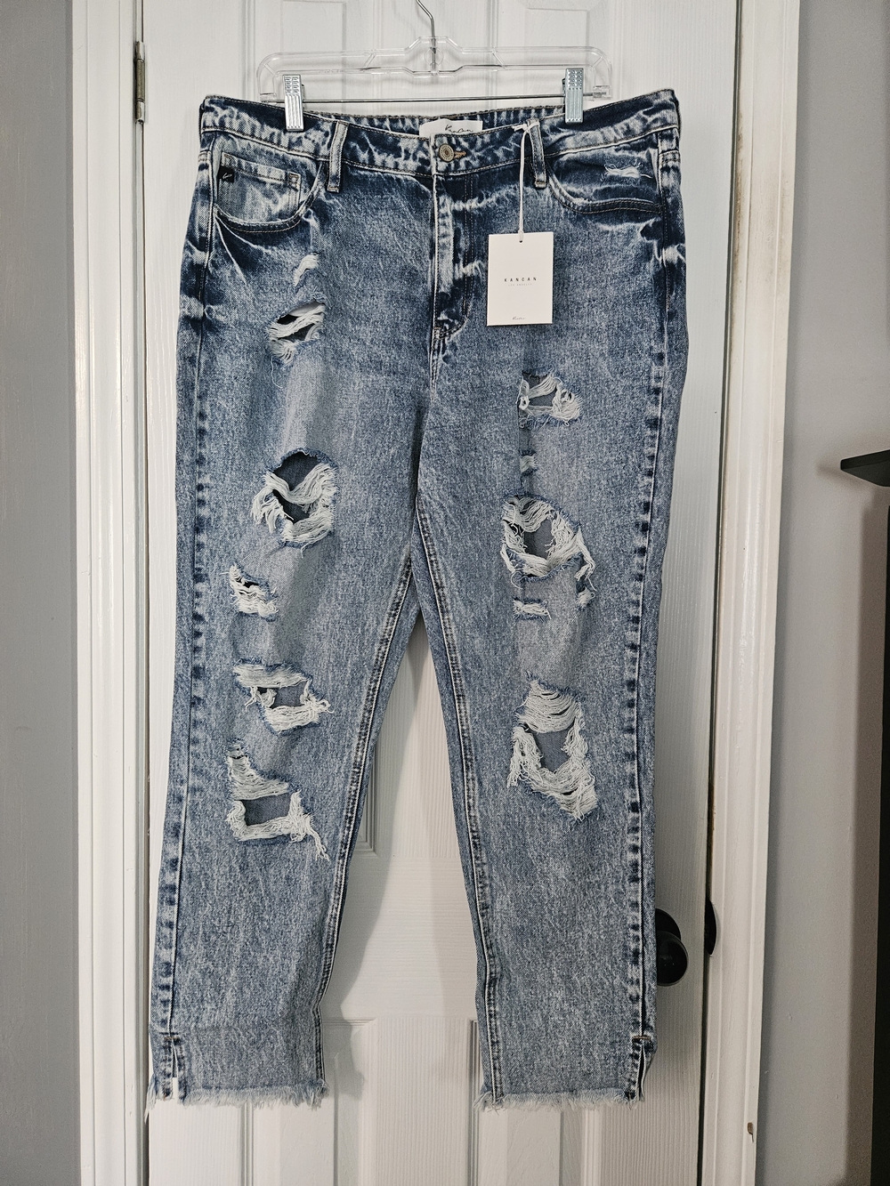 Kancan Collie Acid Wash Heavily Distressed Mom Jeans 15/31